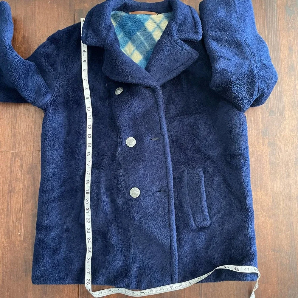 Vintage Sears Blue Peacoat Plaid Lining Women's Large - Picture 4 of 8